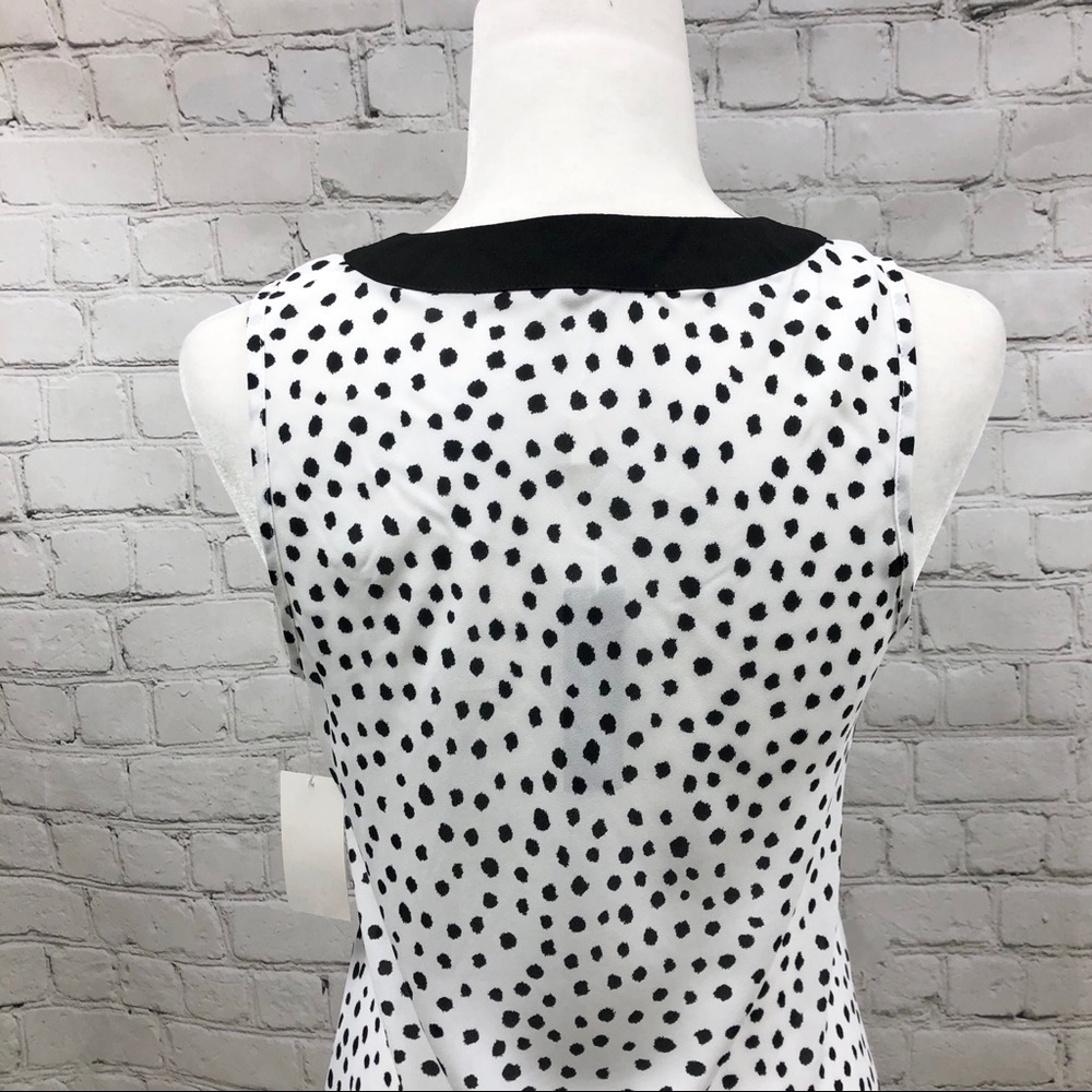 Spense Sleevless Blouse White with Black Dots Size Small Scoop Neck - Picture 6 of 9